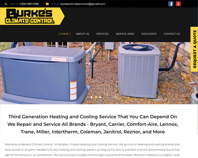 Heating and Air Conditioning Website Design Portfolio MI